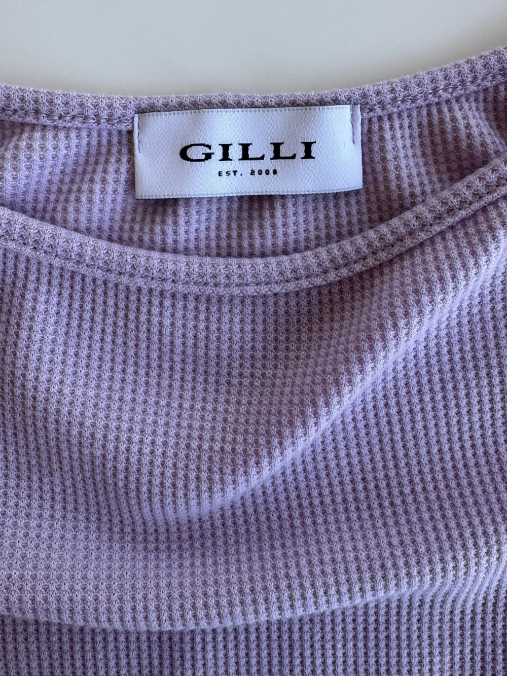 Gilli Lavender Waffle Sleeveless Tee with Ruching sz S - Picture 5 of 8